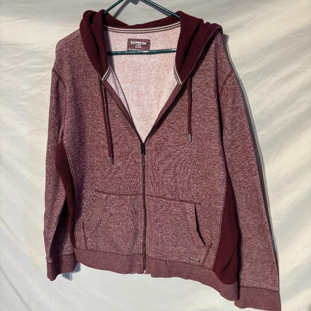 Express Women's Berry Zip Up Sweatshirt Size XL - PreOwned